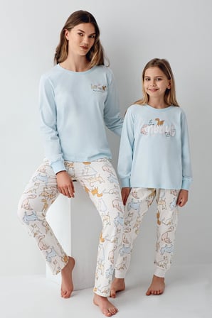 Anne Kız Kedili Pijama Kombini, Anne ve Çocuk Pijamalar Ayrı Ayrı Fiyatlandırılır