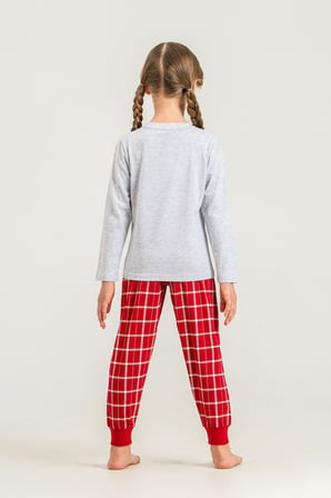 Anne Kız Gri Yılbaşı Pijama Takım, Yetişkin ve Çocuk Pijamaları Ayrı Fiyatlardadır