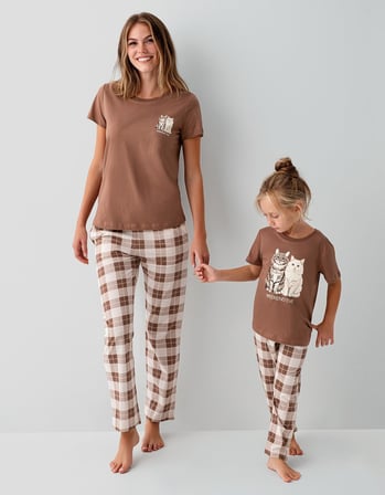 Anne Kız & Baba Oğul Pijama Kombini - Ürünler Ayrı Ayrı Satılır, Kombin İçin Ayrı Ayrı Sırayla Sepete Eklenmelidir-%100 Pamuk