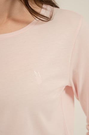 Kadın Toz Pembe Pijama Takım, Yuvarlak Yaka, Cep Detaylı  %50 Pamuk %50 Modal Kumaş,