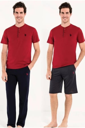 U.S. Polo Assn. Erkek 3lü Pijama Takımı, %100 Pamuk Pijama Takımı ve şort
