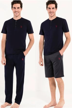 U.S. Polo Assn. Erkek 3lü Pijama Takımı, %100 Pamuk Pijama Takımı ve şort