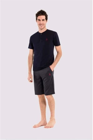 U.S. Polo Assn. Erkek 3lü Pijama Takımı, %100 Pamuk Pijama Takımı ve şort