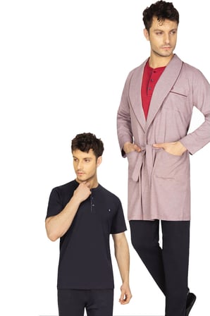 Kutulu Çeyizlik Erkek 5'li Pijama Takım, Kısakol Pijama Takım, Uzunkol Pijama Takım ve Sabahlık