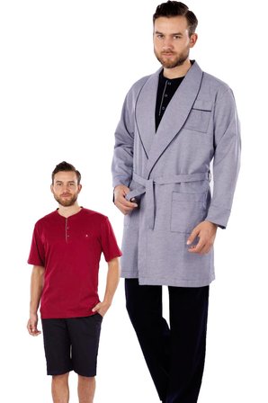 Kutulu Çeyizlik Erkek 5'li Pijama Takım, Kısakol Pijama Takım, Uzunkol Pijama Takım ve Sabahlık