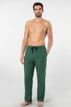 Erkek Ekoseli Dokuma Pijama Tek Alt, %95 Pamuk, %5 Elastan
