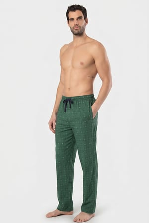 Erkek Ekoseli Dokuma Pijama Tek Alt, %95 Pamuk, %5 Elastan