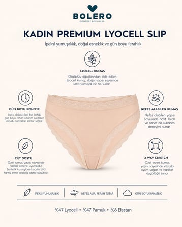 Kadın Ten Dantelli Nefes Alan Esnek Kumaş Slip