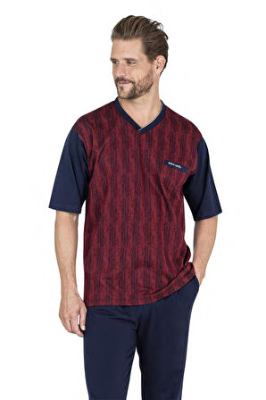 Pierre Cardin %100 Pamuklu 3'lü V Yaka Erkek Pijama Takım, Çeyizlik Kutulu