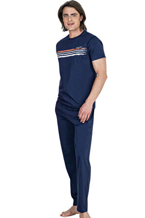 Pierre Cardin Bisiklet Yaka Kısa Kol Tam Kalıp Erkek Pijama Takım, %100 Pamuk, Ceplidir