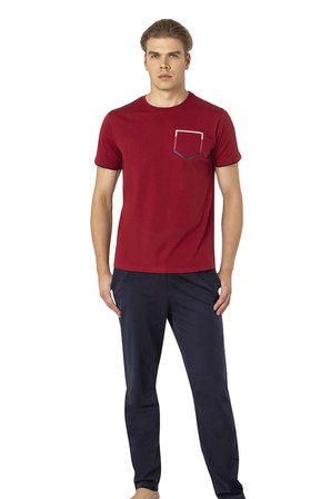 Pierre Cardin, Bisiklet Yaka, Erkek Penye Yazlık Pijama Takım, %100 Pamuk