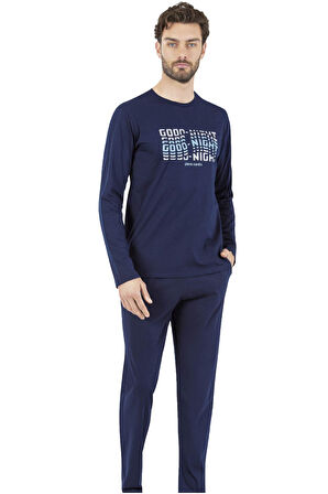 Pierre Cardin %100 Pamuklu Erkek Pijama Takım, Mevsimlik Uzunkollu