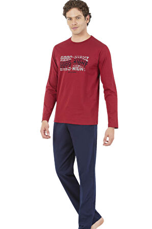 Pierre Cardin %100 Pamuklu Erkek Pijama Takım, Mevsimlik Uzunkollu