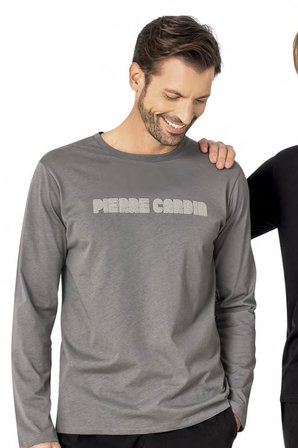 Erkek Koyu Gri Pijama Takım, %100 Pamuk, Uzunkollu, Cepli