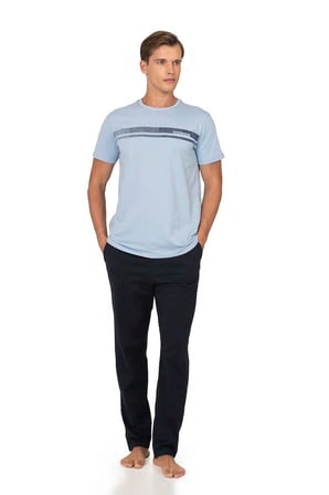 %100 Pamuk Penye Erkek Pijama Takım, Cep Detay