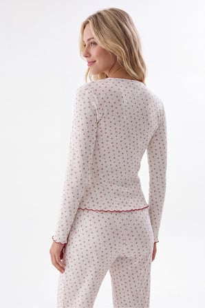 Kadın Düğmeli Mecsimlik Pijama Takım, %100 Pamuk