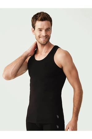 2'li Siyah Modal Erkek Atlet, Pamuklu, Likralı Ve Modal Kumaş Erkek Atlet
