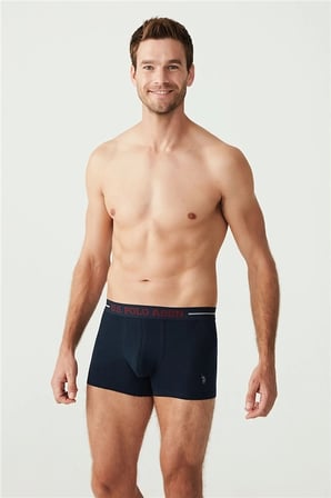 U.S. Polo Assn. Erkek 3'lü Paket Likralı Boxer, Lacivert Bordo Baskılı, %95 pamuk %5 elastan