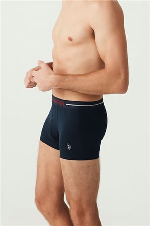 U.S. Polo Assn. Erkek 3'lü Paket Likralı Boxer, Lacivert Bordo Baskılı, %95 pamuk %5 elastan
