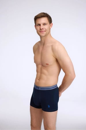 U.S. Polo Assn. 3'lü Modal Düz Renk Erkek Boxer, Likralı Erkek Boxer, %47 modal %47 pamuk, %6 elastan