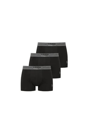 U.S. Polo Assn. 3'lü Modal Düz Renk Erkek Boxer, Likralı Erkek Boxer, %47 modal %47 pamuk, %6 elastan