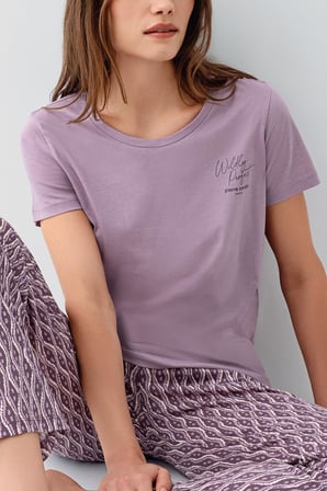 Kadın Lila Pamuk Modal Pijama Takımı