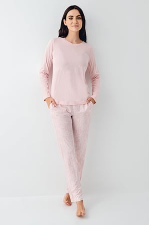 Kadın Mevsimlik Uzunkol Pijama Takım, %50 pamuk %50 modal