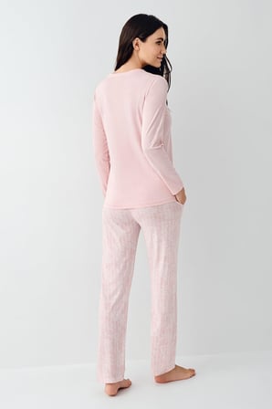 Kadın Mevsimlik Uzunkol Pijama Takım, %50 pamuk %50 modal