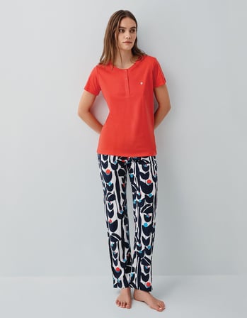 Pierre Cardin Kadın Uzun Paça Pijama Takımı – %50 Pamuk %50 Modal, Kısa Kollu, Yarım Düğmeli