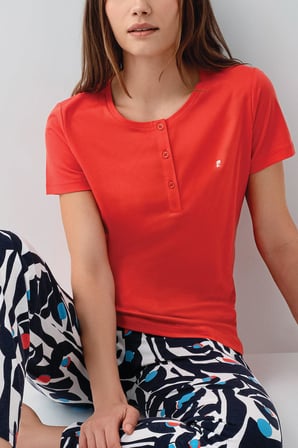 Pierre Cardin Kadın Uzun Paça Pijama Takımı – %50 Pamuk %50 Modal, Kısa Kollu, Yarım Düğmeli