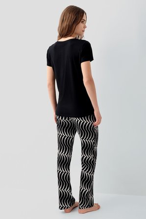 Pierre Cardin Kadın Desenli Pijama Takımı – %50 Pamuk %50 Modal, Yumuşak Dokulu, Rahat Kalıp, Büyük Beden Seçenekli