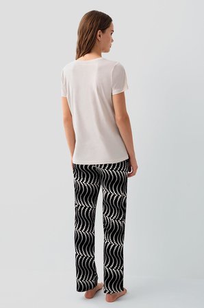 Pierre Cardin Kadın Desenli Pijama Takımı – %50 Pamuk %50 Modal, Yumuşak Dokulu, Rahat Kalıp, Büyük Beden Seçenekli