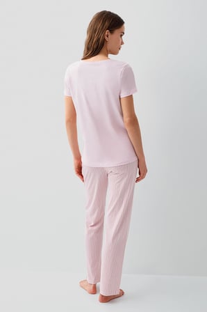Kadın Yazlık Modal Pijama Takım - V Yaka, Kısakol, Cepli,  %50 Pamuk %50 Modal