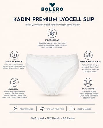 Kadın Beyaz Dantelli Nefes Alan Esnek Kumaş Slip