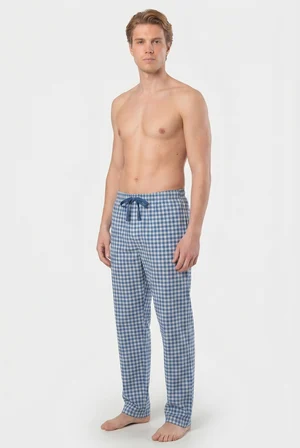 Erkek Ekoseli Dokuma Pijama Tek Alt, %95 Pamuk, %5 Elastan