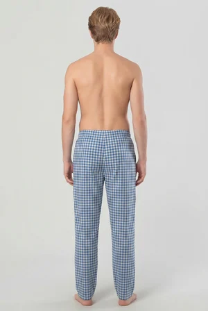Erkek Ekoseli Dokuma Pijama Tek Alt, %95 Pamuk, %5 Elastan