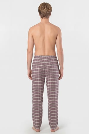 Erkek Ekoseli Dokuma Pijama Tek Alt, %95 Pamuk, %5 Elastan