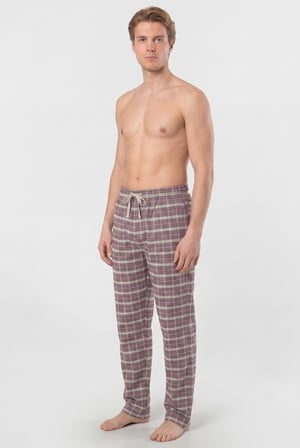 Erkek Ekoseli Dokuma Pijama Tek Alt, %95 Pamuk, %5 Elastan