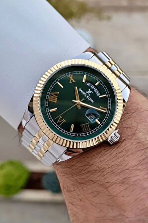 Daniel Klein DKISTE1289 Kadranı Yeşil Kordonu Gold Gümüş Renk Hediye Paketli Erkek Kol Saati