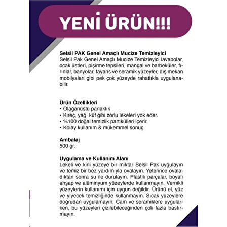 KALİTE SELSİL Pak Genel Amaçlı Mucize Temizleyici