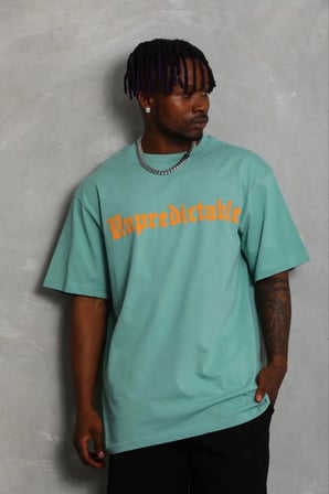Erkek Baskılı T-Shirt Kısa Kol Bisiklet Yaka Regular Fit Tişört - Mint Yeşili