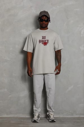 Erkek Baskılı T-Shirt Kısa Kol Bisiklet Yaka Regular Fit Tişört - Gri