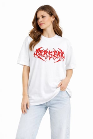 Kadın Kısa Kol Yazlık Tişört Bisiklet Yaka Baskılı Oversize T-Shirt - Beyaz