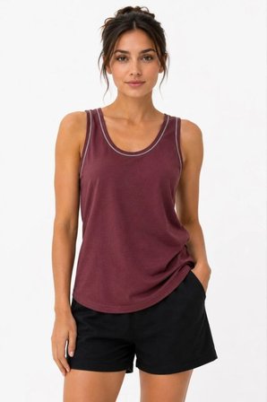 Kadın Sporcu Atlet Bisiklet Yaka Kolsuz Yazlık Atlet - Bordo