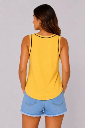 Kadın 3’lü Kolsuz Sporcu Atlet Seti Yazlık Bisiklet Yakalı - Sarı, Siyah, Bebe Mavisi