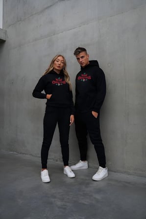 Yılbaşı Merry Christmas Baskılı Oversize Kapüşonlu Sweatshirt Hoodie - Siyah