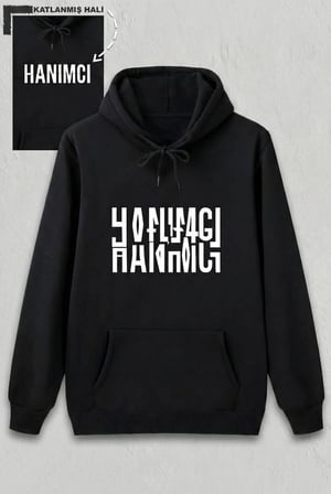 Sevgililer Günü Hanımcı Hediye Baskılı Oversize Kapüşonlu Sweatshirt - Siyah