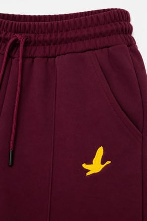 Kadın Osy Modal Yumuşak Dokulu Cima Dikişli Nakışlı Cepli Oversize Bol Paça Eşofman Altı - Bordo