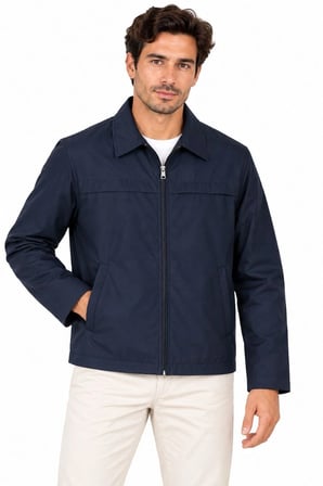 Erkek Su İtici Rüzgar Keser Astarlı Tam Fermuarlı 4 Mevsim Regular Fit Mont Ceket - Lacivert