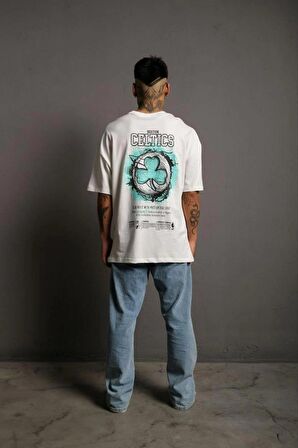 Erkek Sırt Baskılı T-shirt - Beyaz